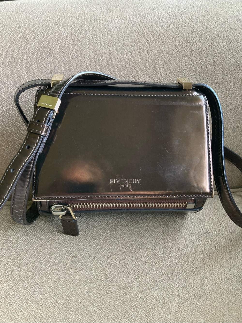 Metallic Brown Givenchy Small Pandora   Box Bag